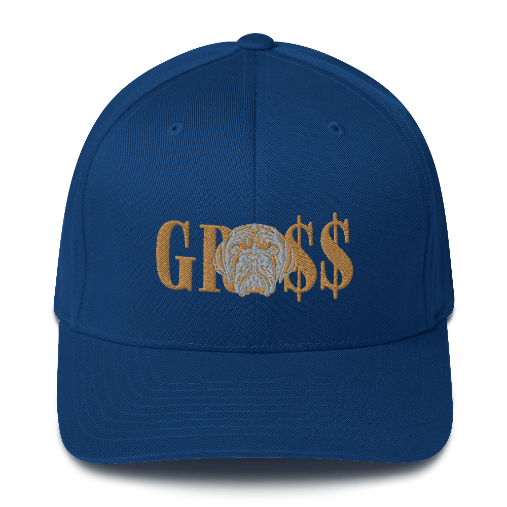 GRO$$ (OLD GOLD)/LA LINEA NEGRA (OLD GOLD/GREY) Structured Twill Cap (ROYAL BLUE)