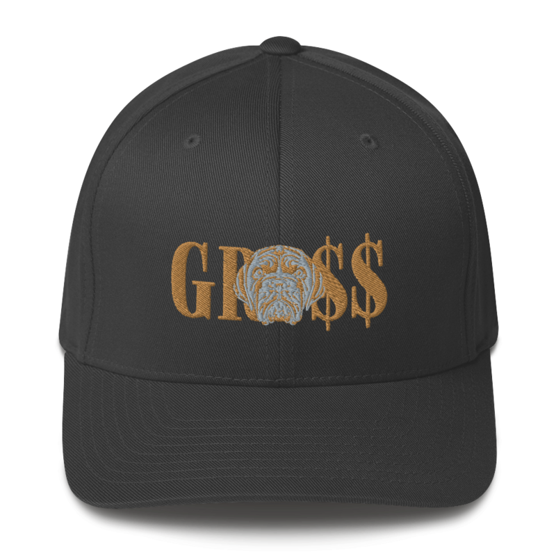 GRO$$ (OLD GOLD)/LA LINEA NEGRA (OLD GOLD/GREY) Structured Twill Cap (DARK GREY)