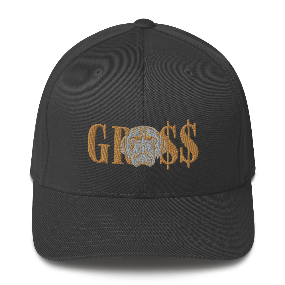 GRO$$ (OLD GOLD)/LA LINEA NEGRA (OLD GOLD/GREY) Structured Twill Cap (DARK GREY)