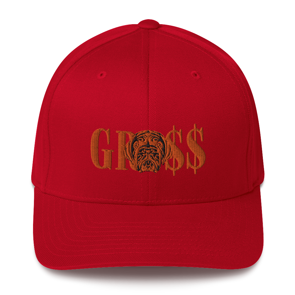 GRO$$ (ORANGE)/LA LINEA NEGRA (ORANGE/BLACK) Structured Twill Cap (RED)