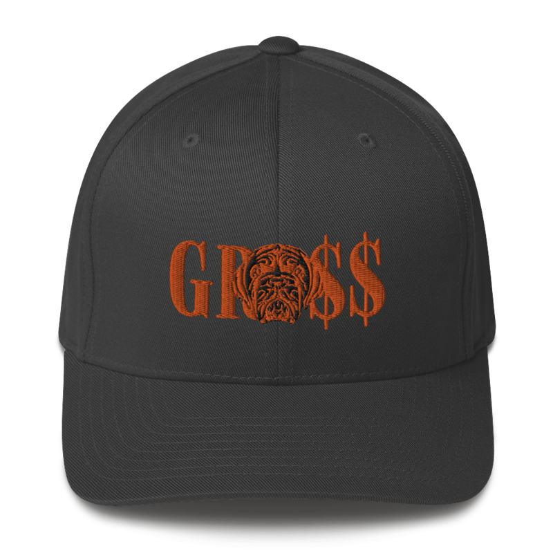 GRO$$ (ORANGE)/LA LINEA NEGRA (ORANGE/BLACK) Structured Twill Cap (DARK GREY)