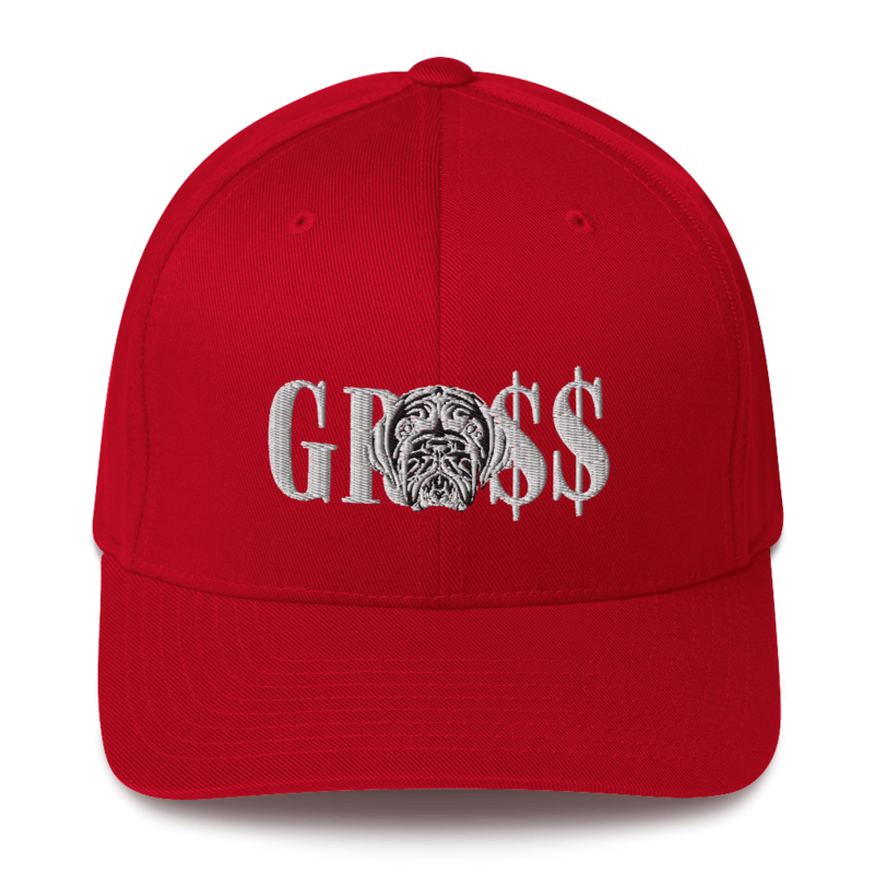 GRO$$ (WHITE)/LA LINEA NEGRA (WHITE/BLACK) Structured Twill Cap (RED)