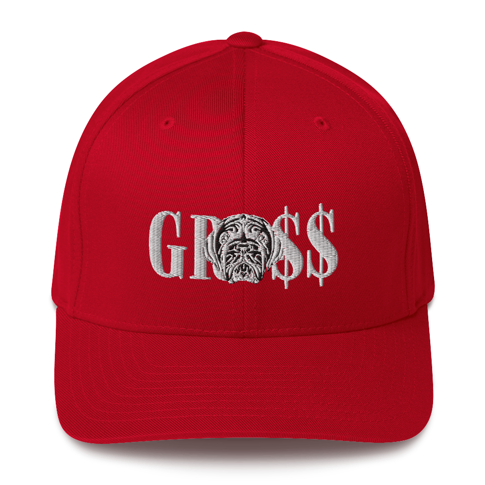 GRO$$ (WHITE)/LA LINEA NEGRA (WHITE/BLACK) Structured Twill Cap (RED)