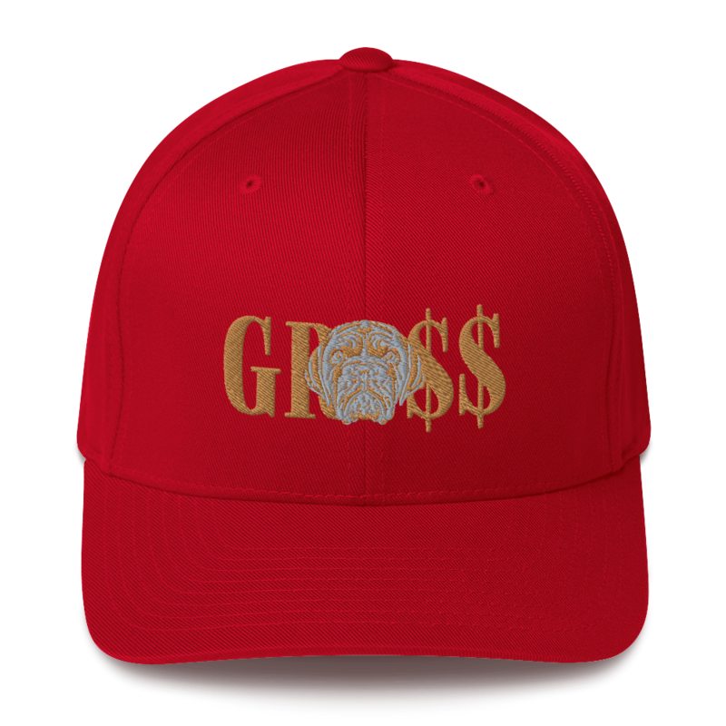 GRO$$ (OLD GOLD)/LA LINEA NEGRA (OLD GOLD/GREY) Structured Twill Cap (RED)