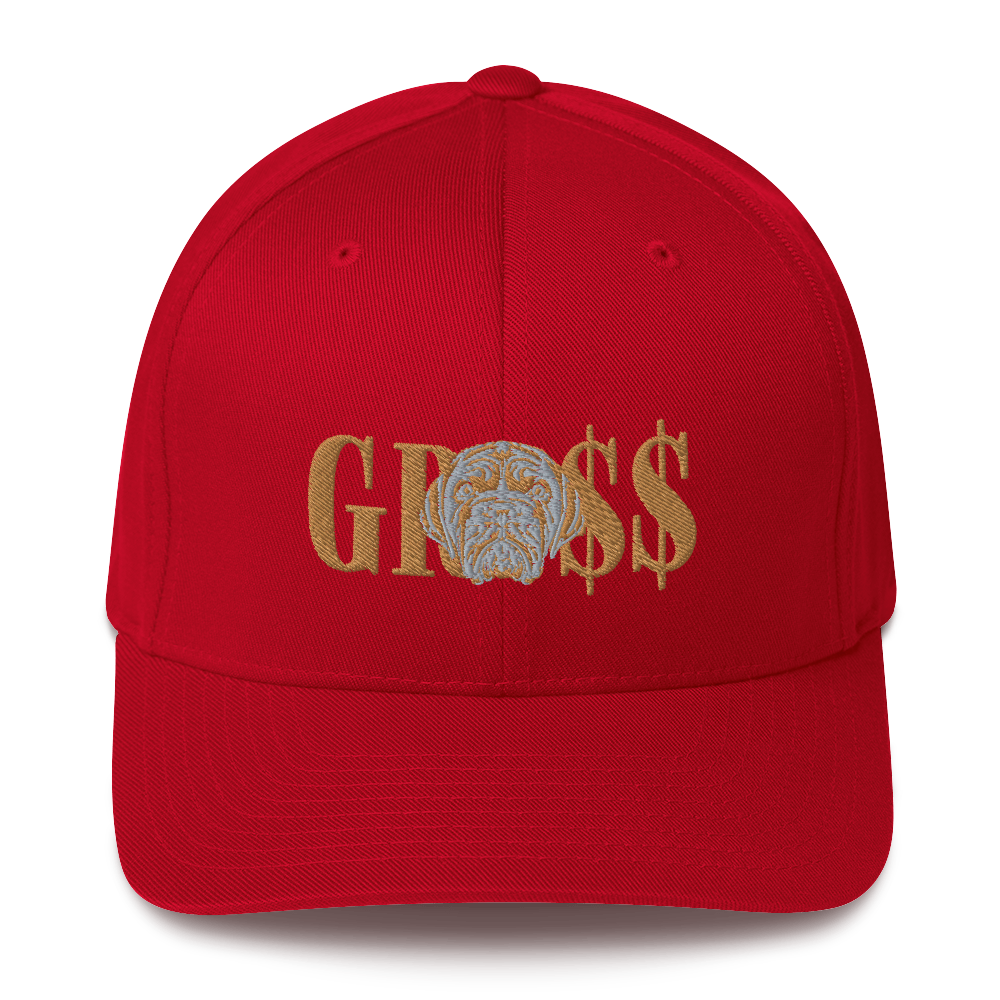 GRO$$ (OLD GOLD)/LA LINEA NEGRA (OLD GOLD/GREY) Structured Twill Cap (RED)