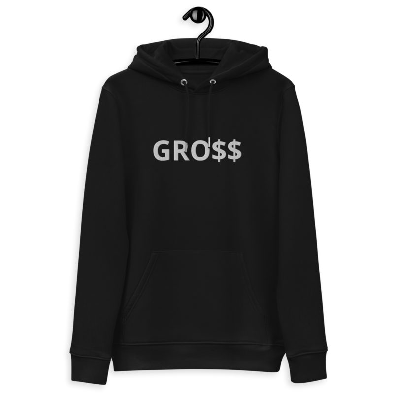 GRO$$ (WHITE) Unisex essential eco hoodie (BLACK)