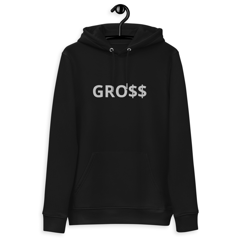 GRO$$ (WHITE) Unisex essential eco hoodie (BLACK)