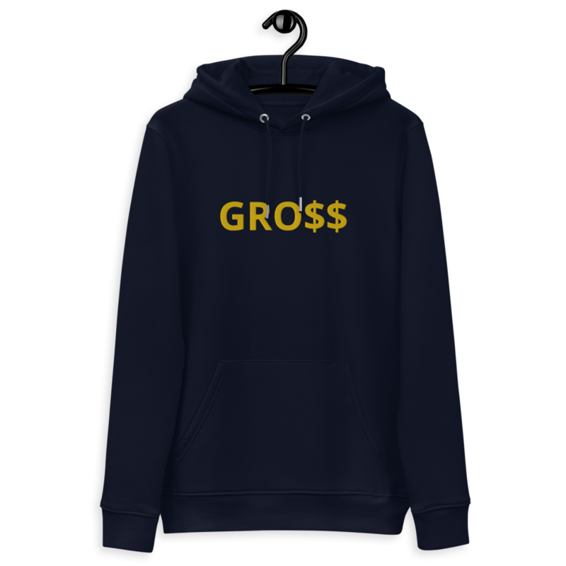 GRO$$ (YELLOW GOLD) Unisex essential eco hoodie (FRENCH NAVY BLUE)