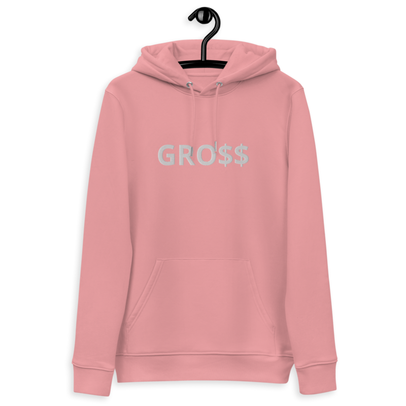GRO$$ (WHITE) Unisex essential eco hoodie (CANYON PINK)