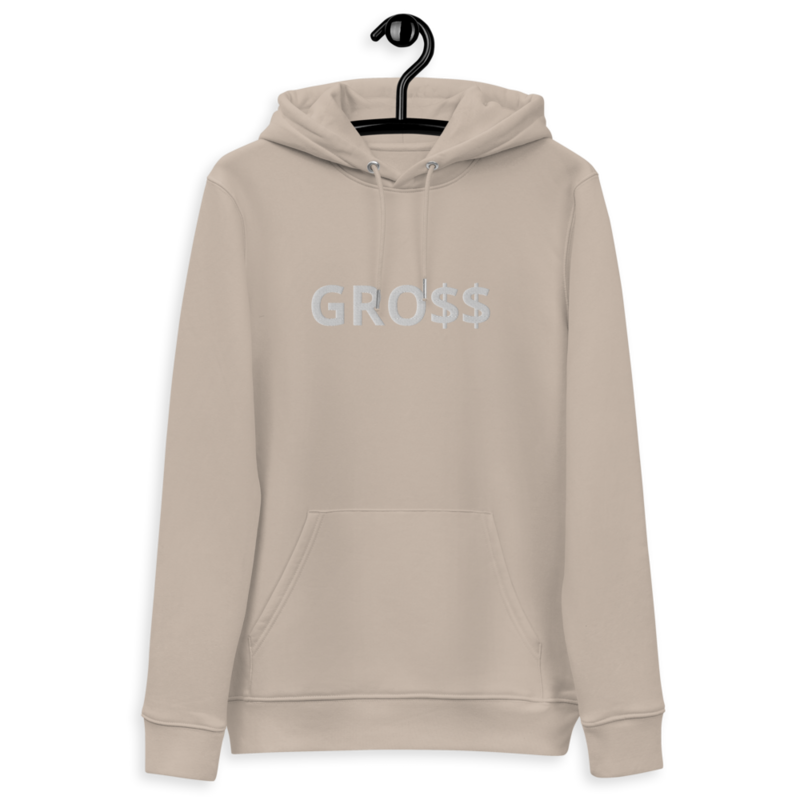 GRO$$ (WHITE) Unisex essential eco hoodie (DESERT DUST)