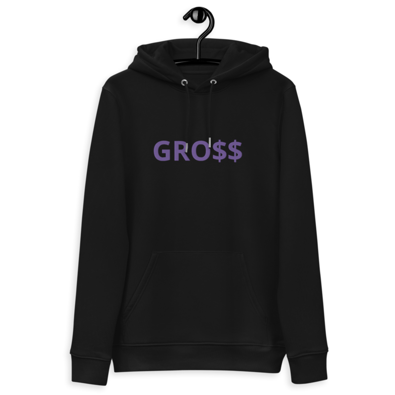 GRO$$ (LILAC PURPLE) Unisex essential eco hoodie (BLACK)