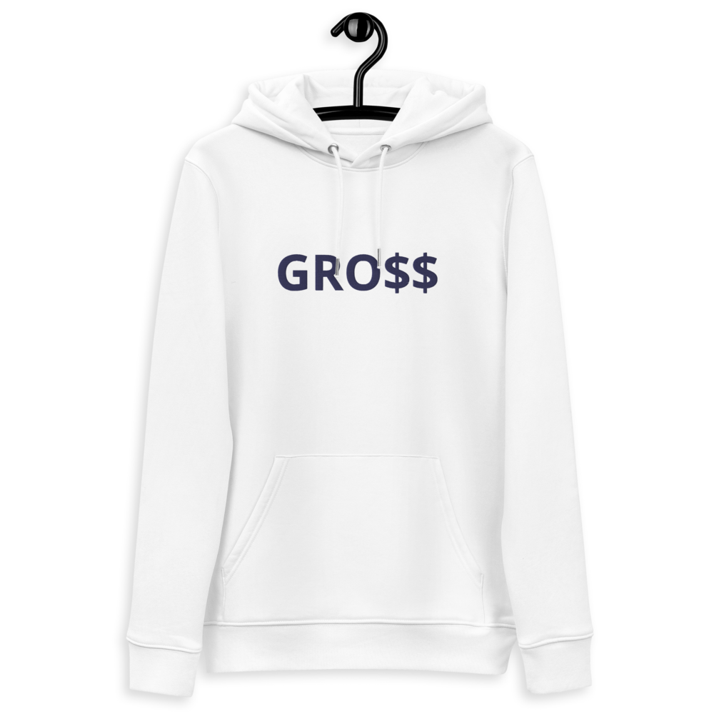 GRO$$ (NAVY BLUE) Unisex essential eco hoodie (WHITE)