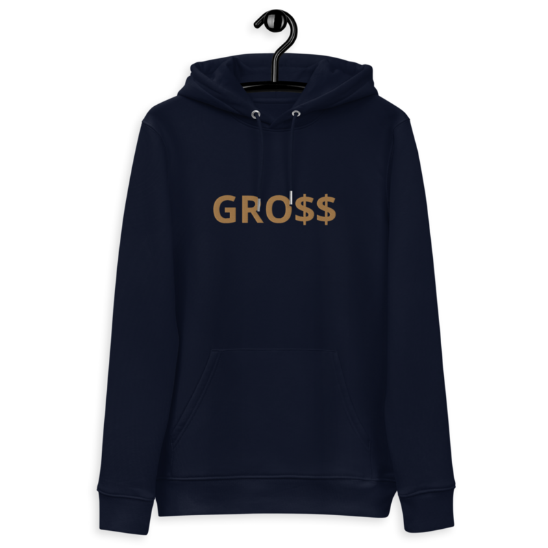 GRO$$ (OLD GOLD) Unisex essential eco hoodie (FRENCH NAVY BLUE)