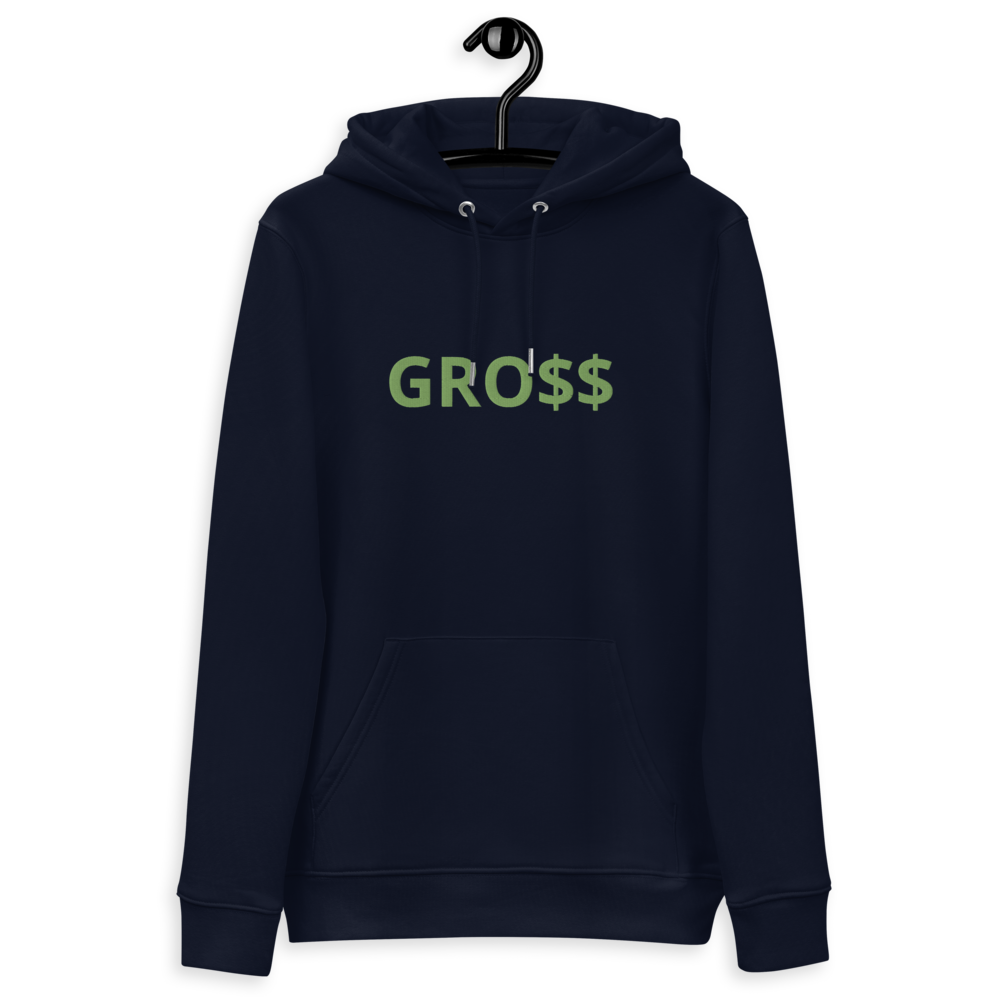 GRO$$ (KIWI GREEN) Unisex essential eco hoodie (BLACK), Color: French Navy, Size: S