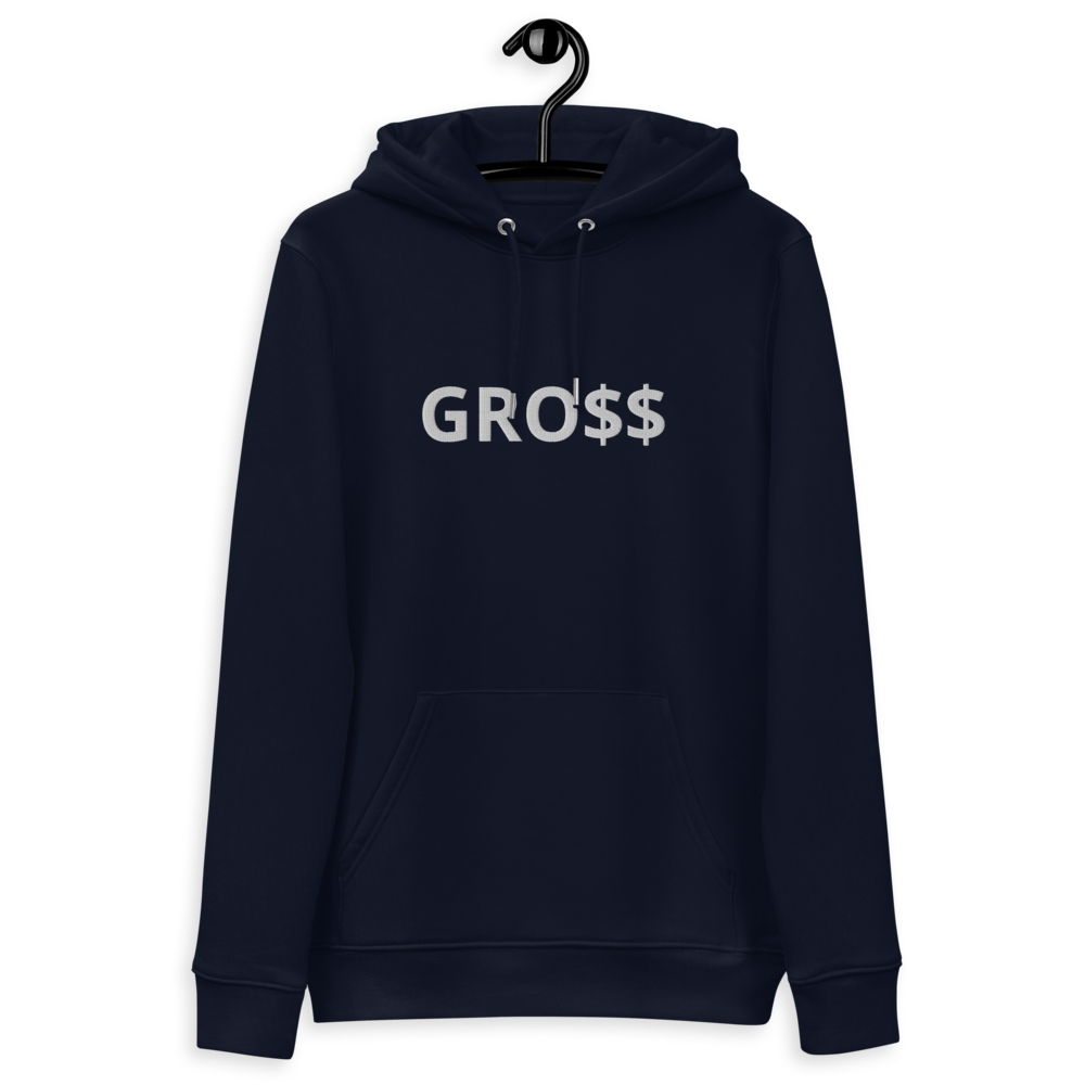 GRO$$ (WHITE) Unisex essential eco hoodie (FRENCH NAVY BLUE)