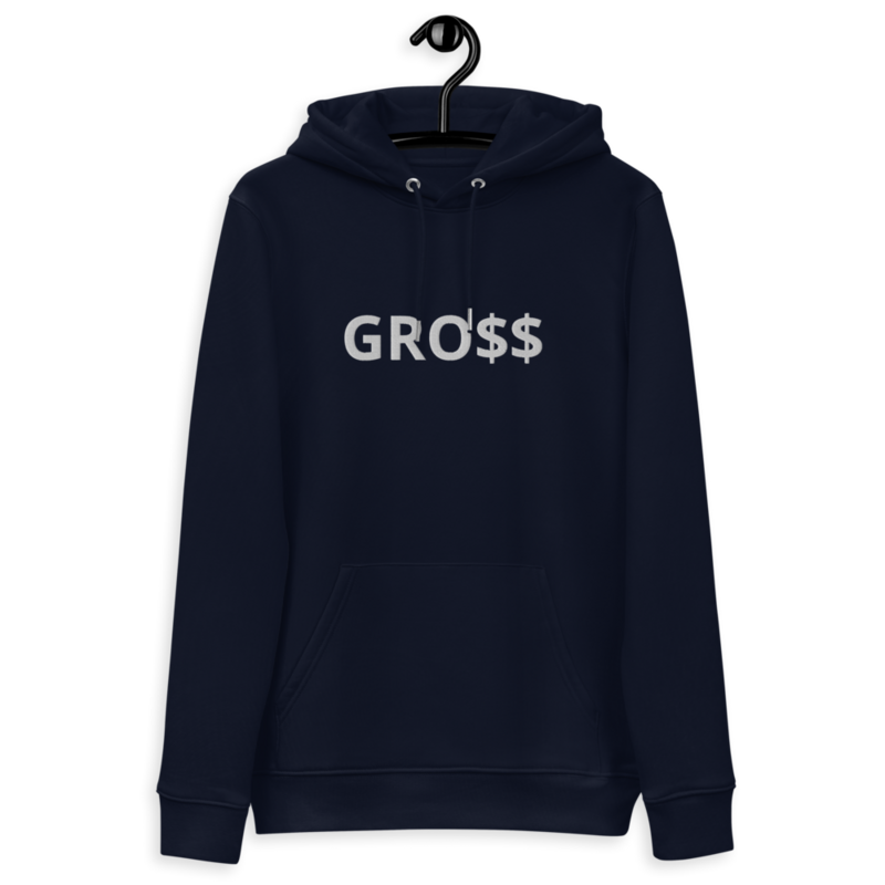GRO$$ (WHITE) Unisex essential eco hoodie (FRENCH NAVY BLUE)