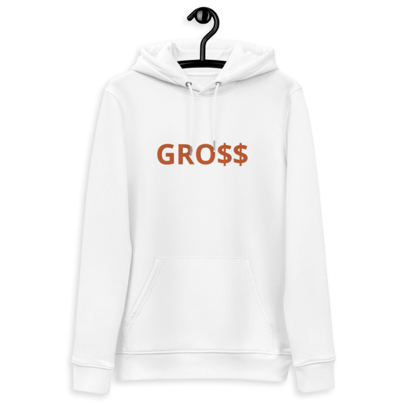 GRO$$ (ORANGE) Unisex essential eco hoodie (WHITE)