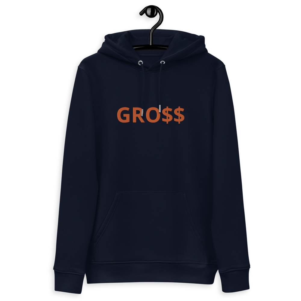 GRO$$ (ORANGE) Unisex essential eco hoodie (CANYON PINK), Color: French Navy, Size: S