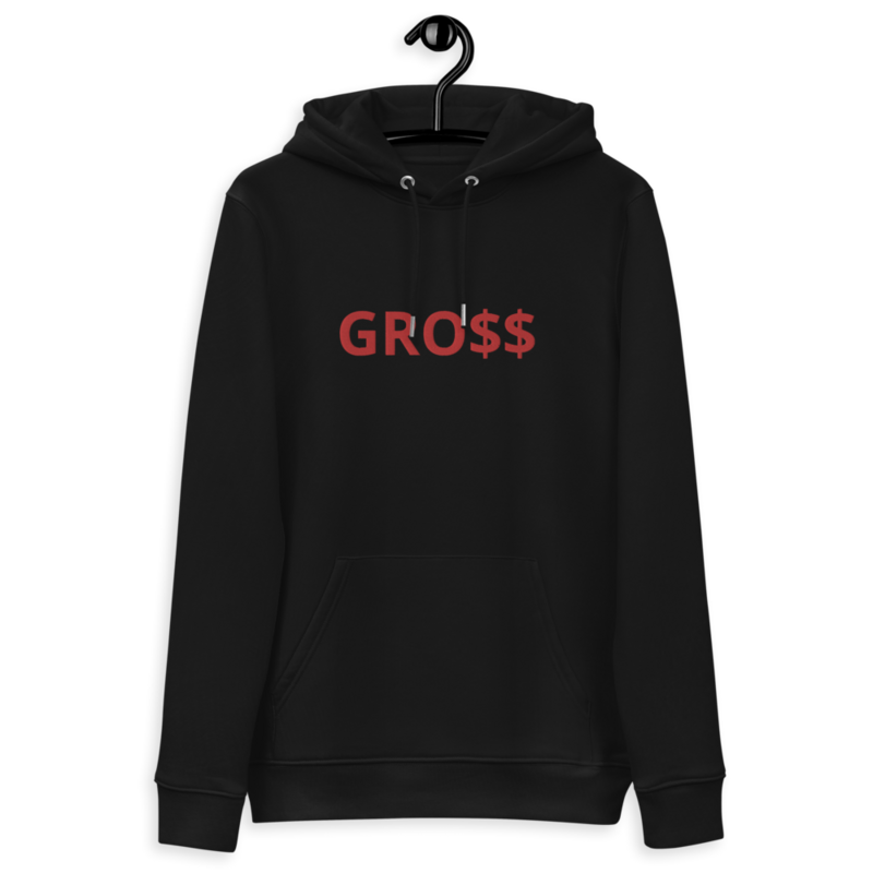 GRO$$ (RED) Unisex essential eco hoodie (BLACK)
