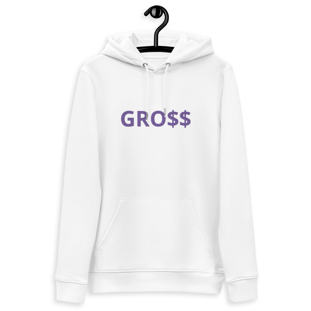 GRO$$ (LILAC PURPLE) Unisex essential eco hoodie (WHITE)