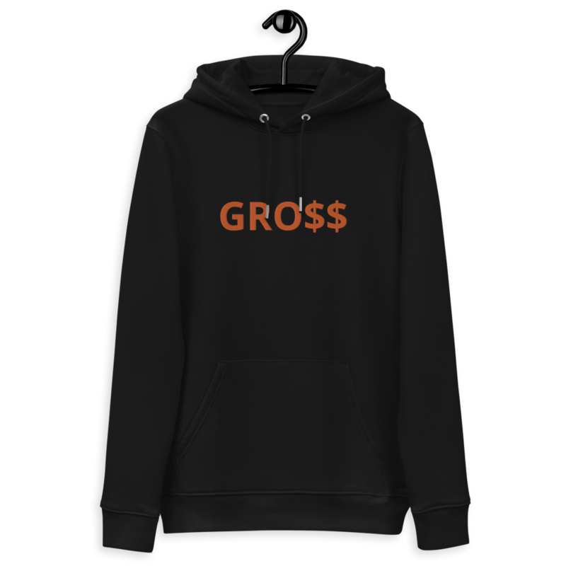 GRO$$ (ORANGE) Unisex essential eco hoodie (BLACK)