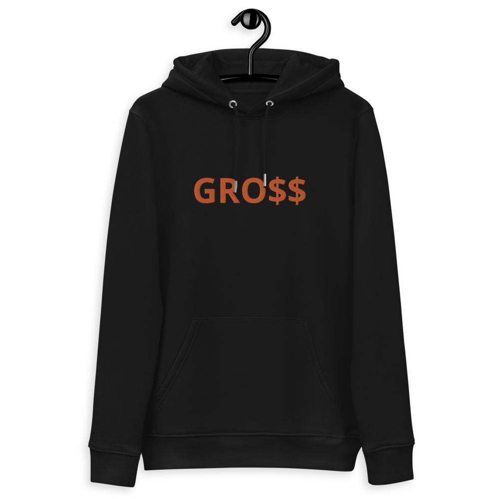 GRO$$ (ORANGE) Unisex essential eco hoodie (BLACK)