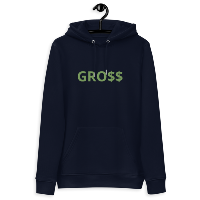 GRO$$ (KIWI GREEN) Unisex essential eco hoodie (FRENCH NAVY BLUE)