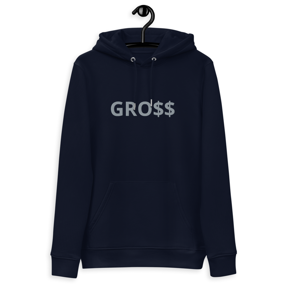GRO$$ (GREY) Unisex essential eco hoodie (BLACK), Color: French Navy, Size: S