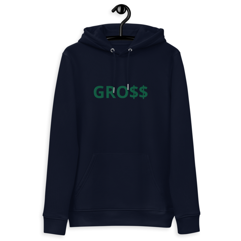GRO$$ (KELLY GREEN) Unisex essential eco hoodie (FRENCH NAVY BLUE)
