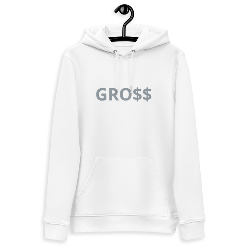 GRO$$ (GREY) Unisex essential eco hoodie (WHITE)