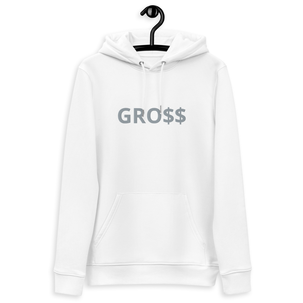GRO$$ (GREY) Unisex essential eco hoodie (WHITE)