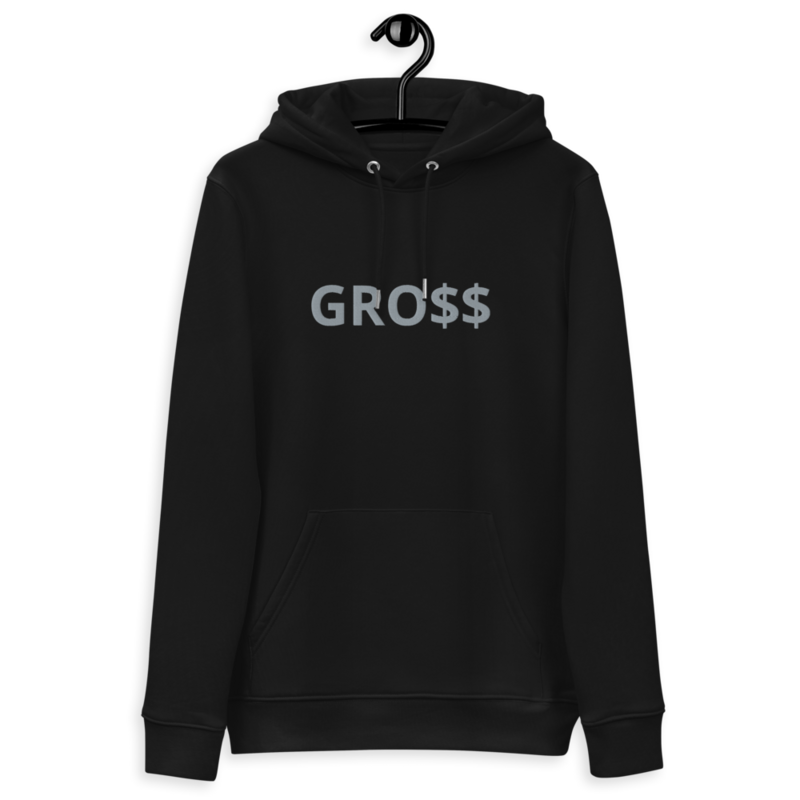 GRO$$ (GREY) Unisex essential eco hoodie (BLACK)
