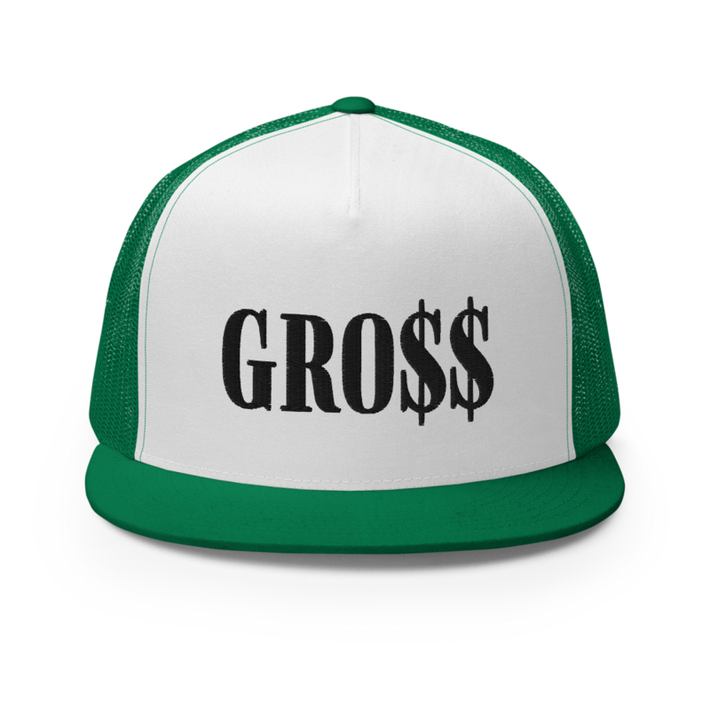GRO$$ (BLACK) Trucker Cap (KELLY GREEN)