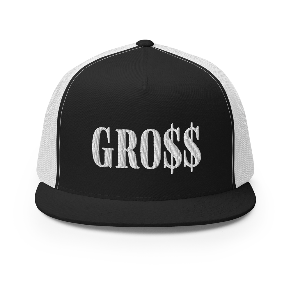 GRO$$ (WHITE) Trucker Cap (BLACK), Color: Black/ White
