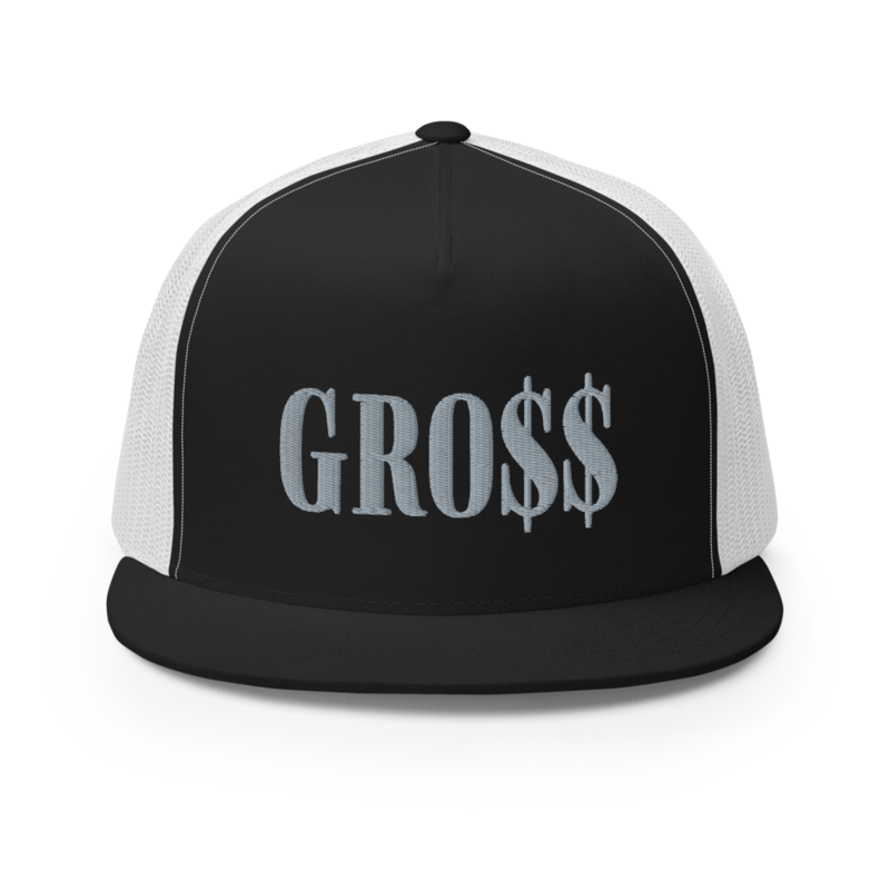GRO$$ (GREY) Trucker Cap (BLACK/WHITE)