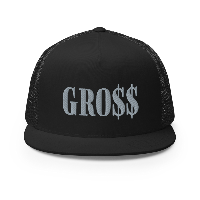 GRO$$ (GREY) Trucker Cap (BLACK)