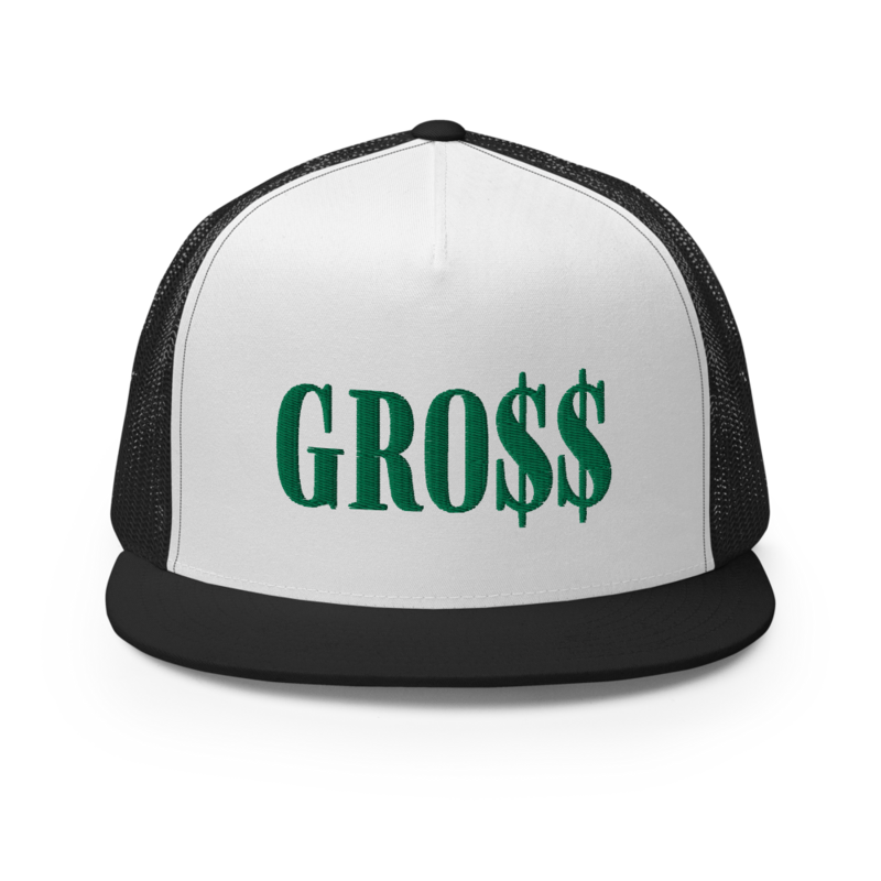 GRO$$ (KELLY GREEN) Trucker Cap (BLACK/WHITE/BLACK)