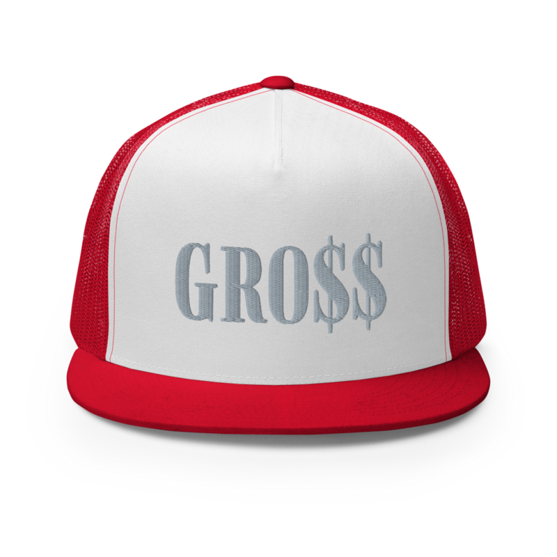 GRO$$ (GREY) Trucker Cap (RED/WHITE/RED)