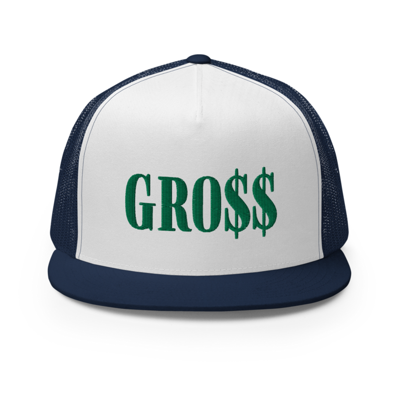 GRO$$ (KELLY GREEN) Trucker Cap (NAVY BLUE/WHITE/NAVY BLUE)