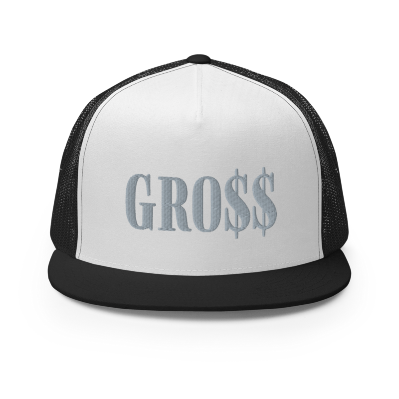 GRO$$ (GREY) Trucker Cap (BLACK/WHITE/BLACK)