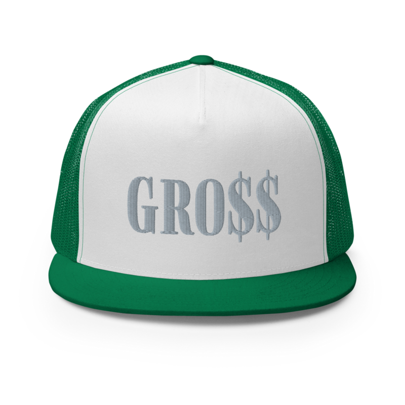 GRO$$ (GREY) Trucker Cap (KELLY GREEN/WHITE/KELLY GREEN)