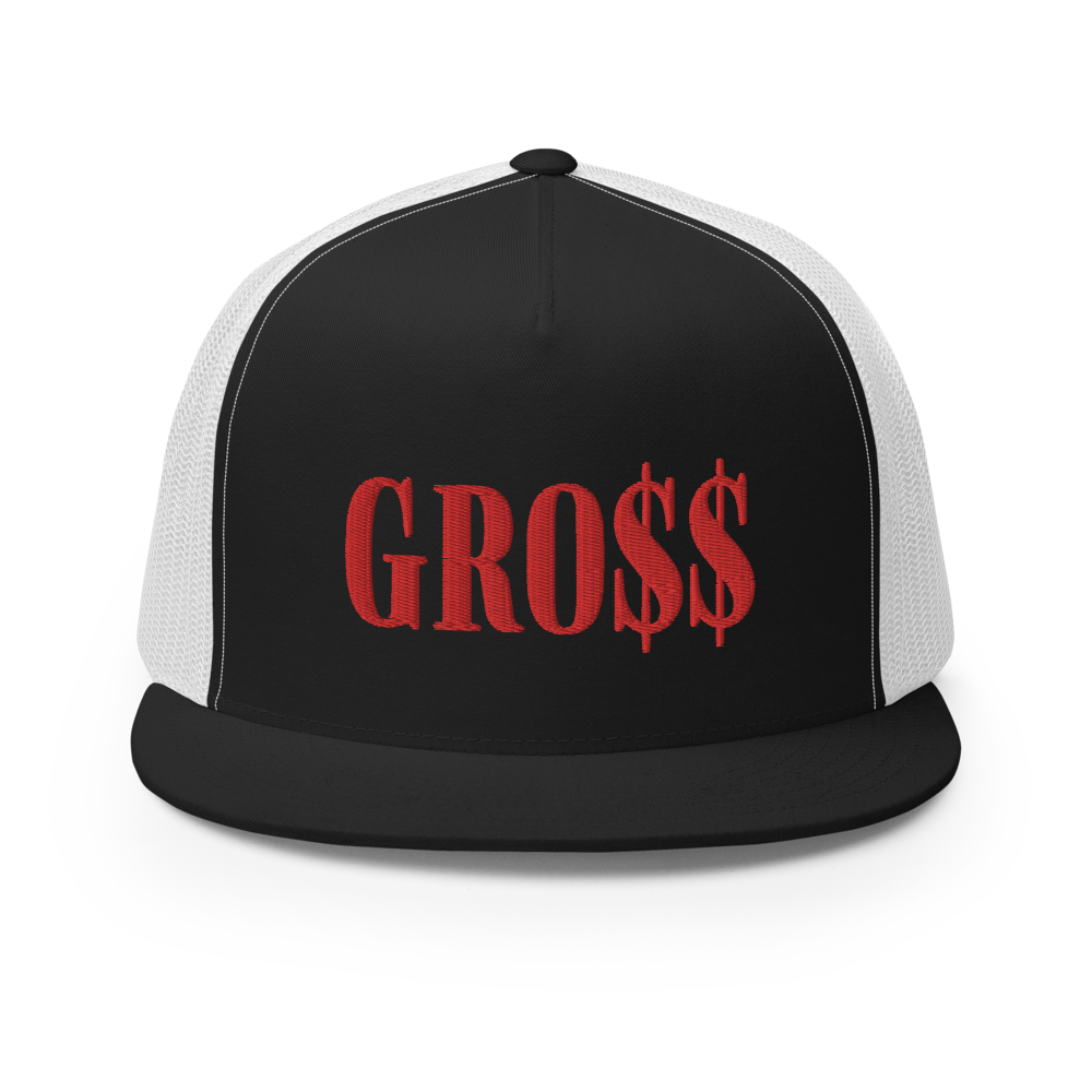 GRO$$ (RED) Trucker Cap (BLACK/WHITE), Color: Black/ White