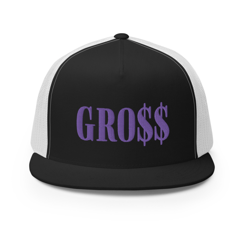 GRO$$ (LILAC PURPLE) Trucker Cap (BLACK/WHITE)