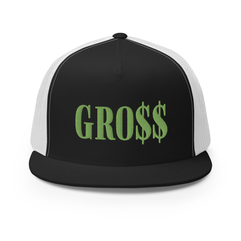 GRO$$ (KIWI GREEN) Trucker Cap (BLACK/WHITE)