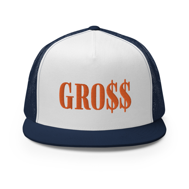 GRO$$ (AUTUMN ORANGE) Trucker Cap (NAVY BLUE/WHITE/NAVY BLUE)