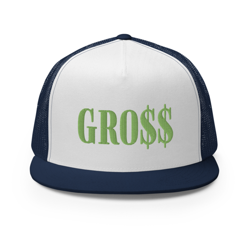 GRO$$ (KIWI GREEN) Trucker Cap (NAVY BLUE/WHITE/NAVY BLUE)