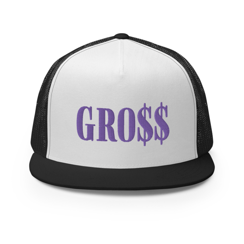 GRO$$ (LILAC PURPLE) Trucker Cap (BLACK/WHITE/BLACK)