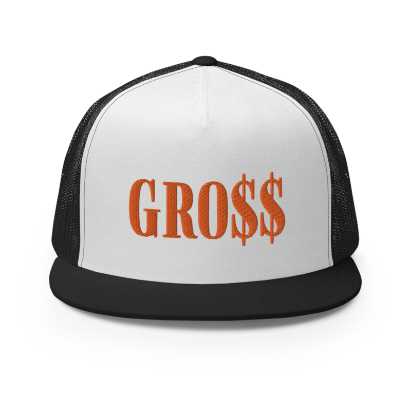GRO$$ (AUTUMN ORANGE) Trucker Cap (BLACK/WHITE/BLACK)