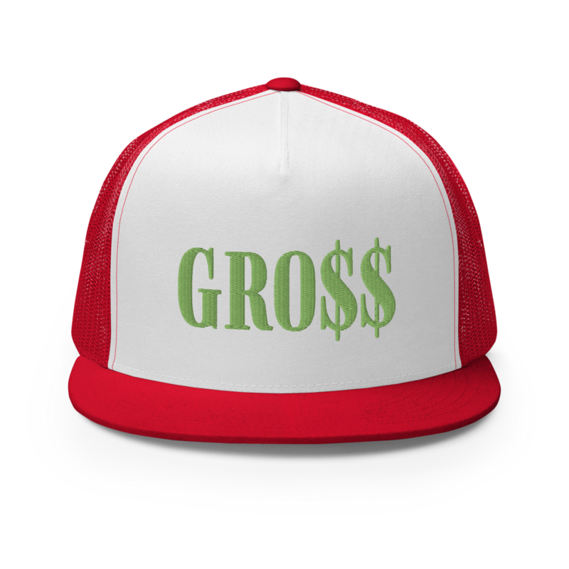 GRO$$ (KIWI GREEN) Trucker Cap (RED/WHITE/RED)