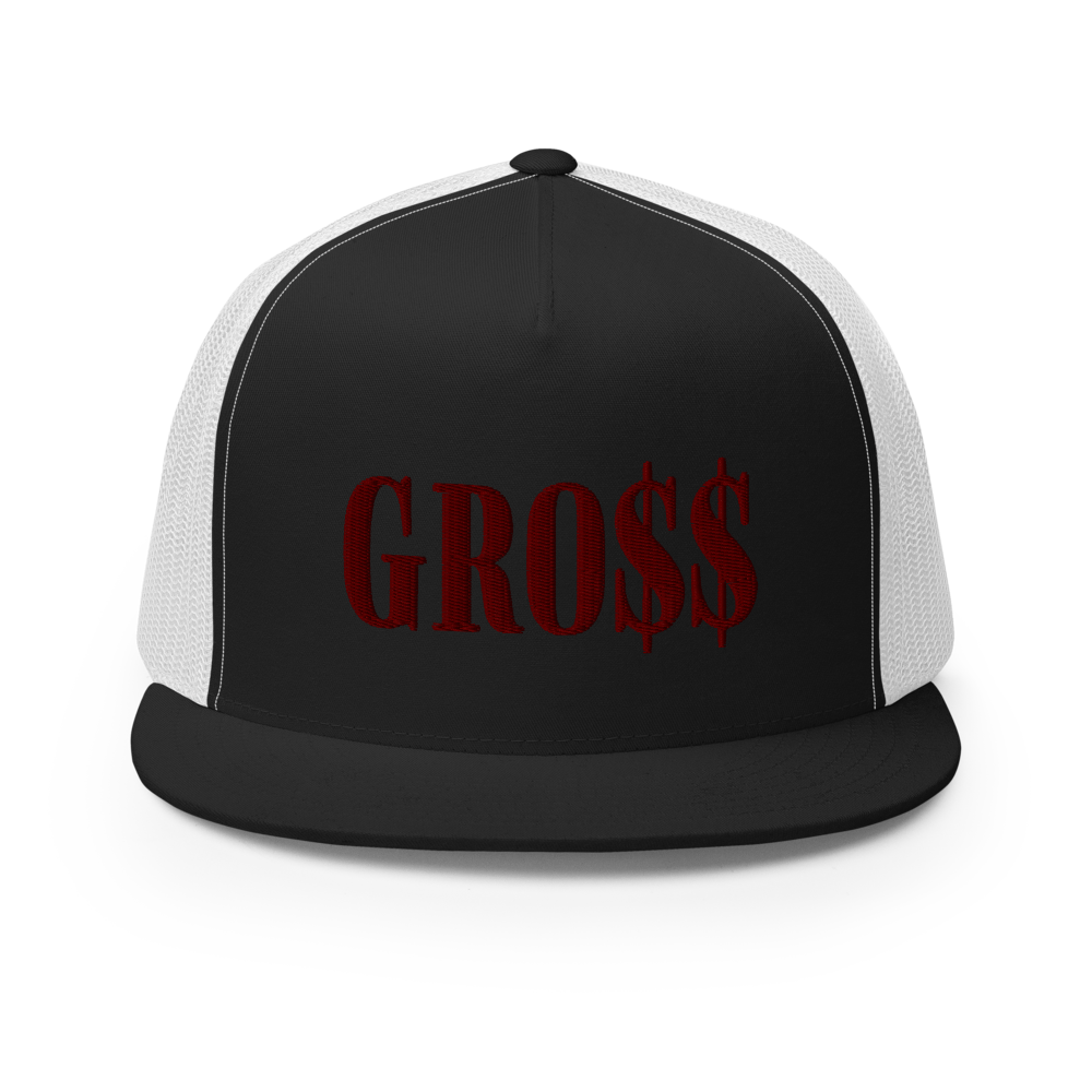 GRO$$ (MAROON) Trucker Cap, Color: Black/ White
